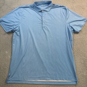 Johnnie-O Mens XL Blue Performance Polo Shirt UPF 50 Floral Print Short Sleeve